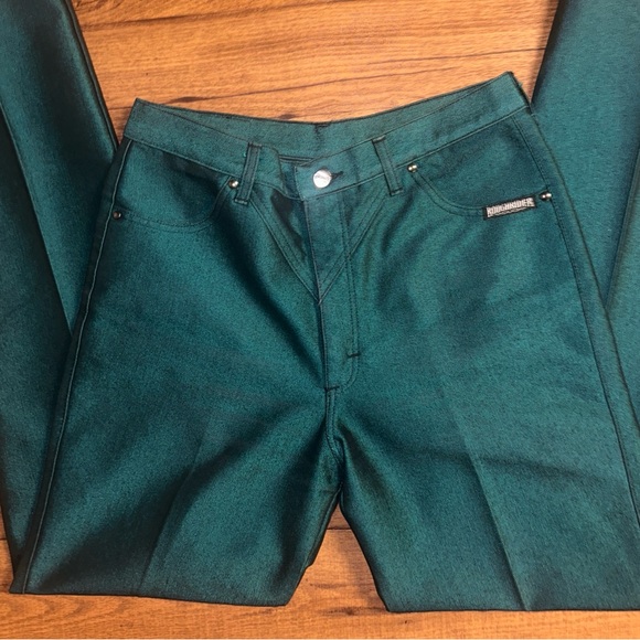 Roughrider • Vintage • USA • Metallic Green • Western •Size 11/12 (32/34)• Jeans - Picture 5 of 10